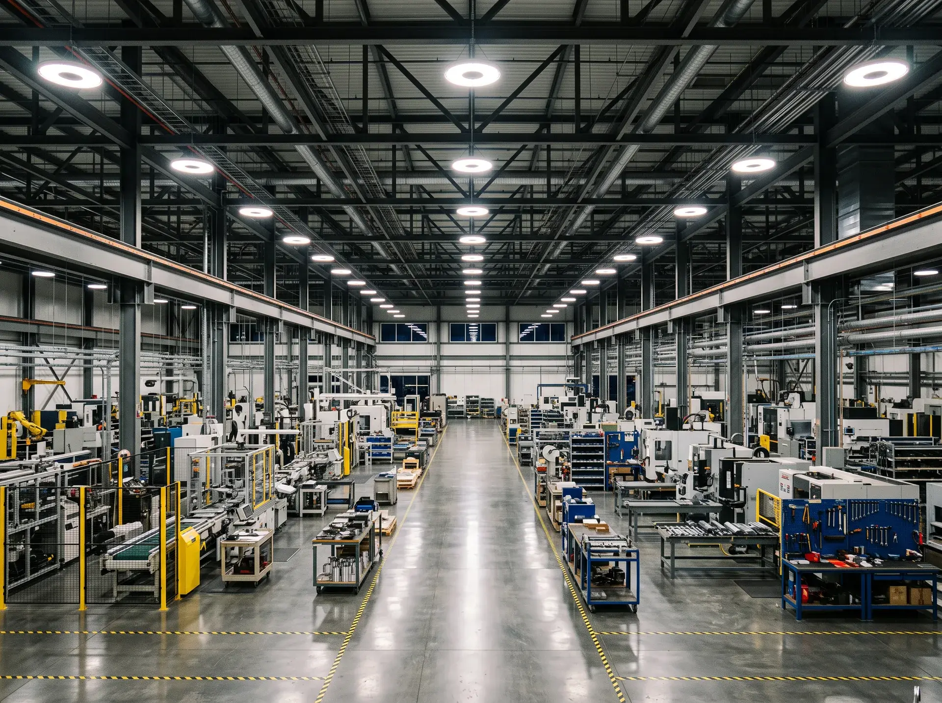 Manufacturing floor under UFO high bays